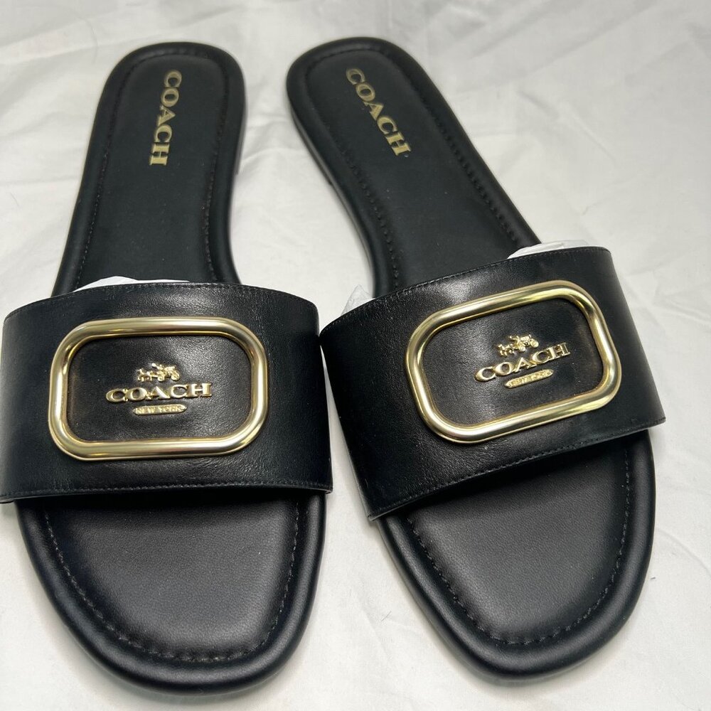 Coach black leather slides sz 11 womens